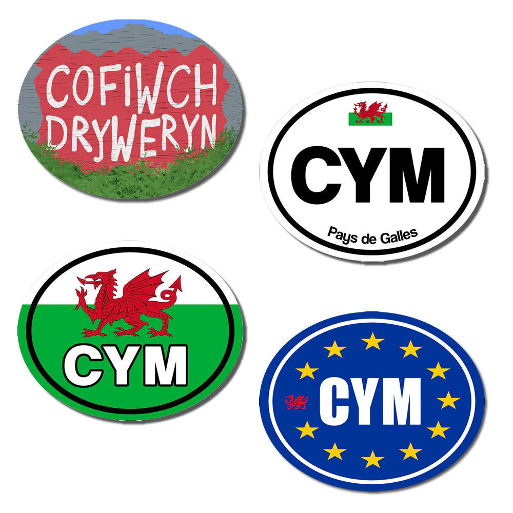 Set of 4 Welsh Bumper Stickers