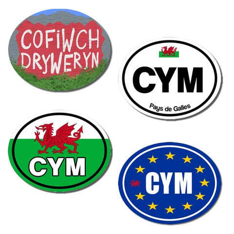 Set of 4 Welsh Bumper Stickers