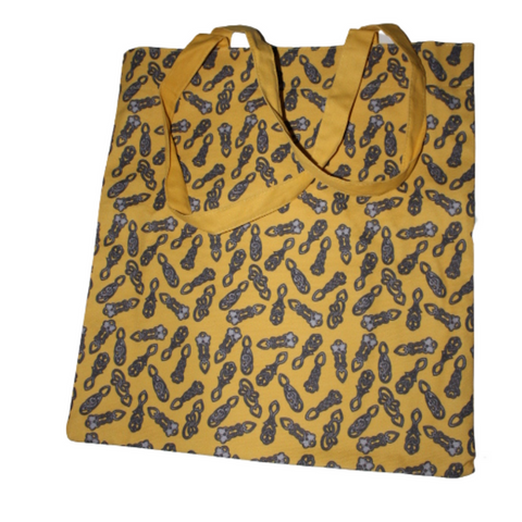 Cotton Canvas Mustard Love spoon Tote Bag