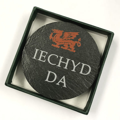 Set of 4 'Iechyd Da' Coasters