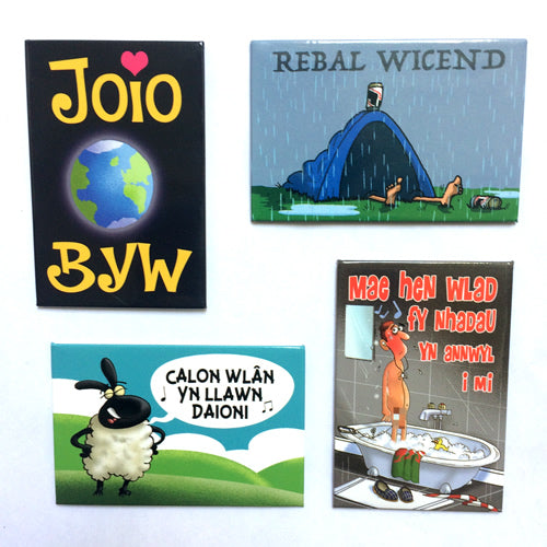 Magnedau Cymraeg Doniol - Pecyn o 4 Magned