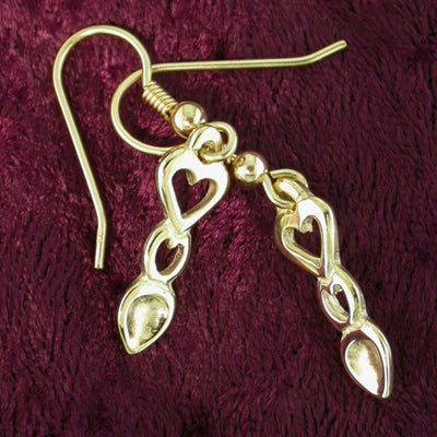 Heart Love Spoon Earrings (Gold) - 053b