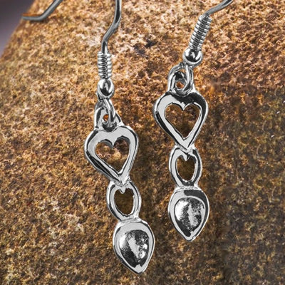 Heart Love Spoon Earrings (Silver) - 053a