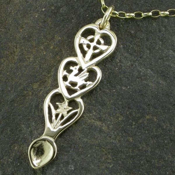 Silver Triple Love-spoon Pendant (S072a) | Rhiannon Jewellery