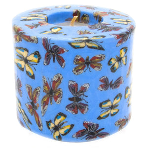 Blue Butterfly Pillar Candle