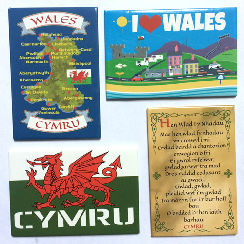 Magnedau Caru Cymru - Pecyn o 4 Magned